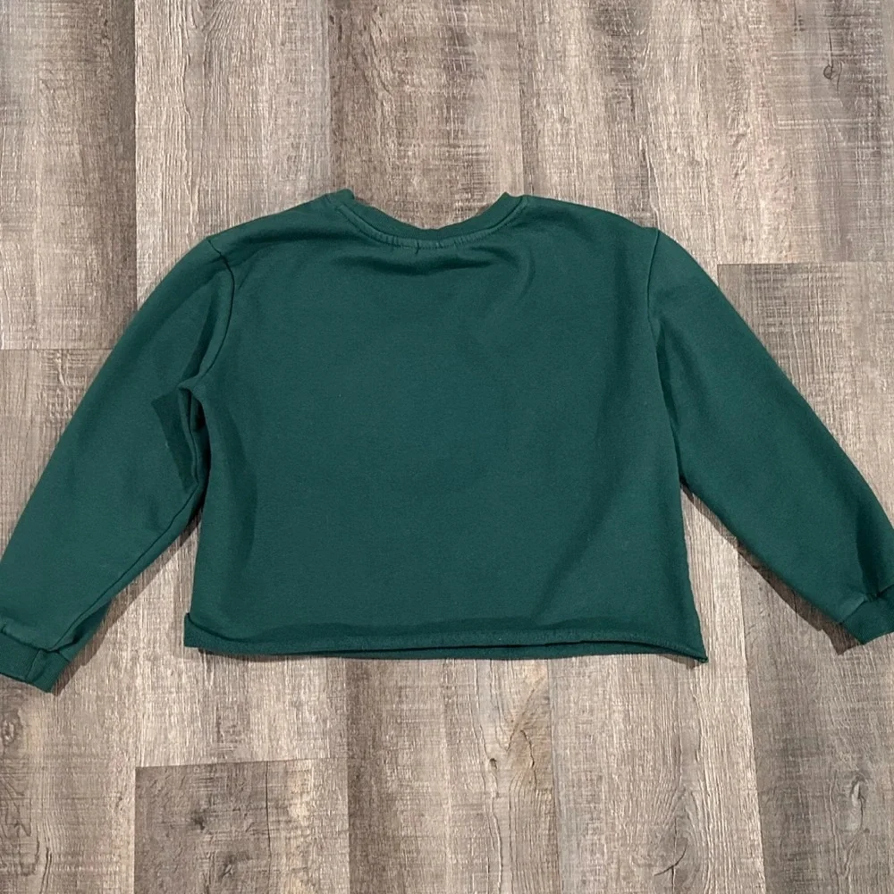 Girls Size XL (14-16) Green Star Wars Mandalorian Baby Yoda Cropped Sweatshirt
